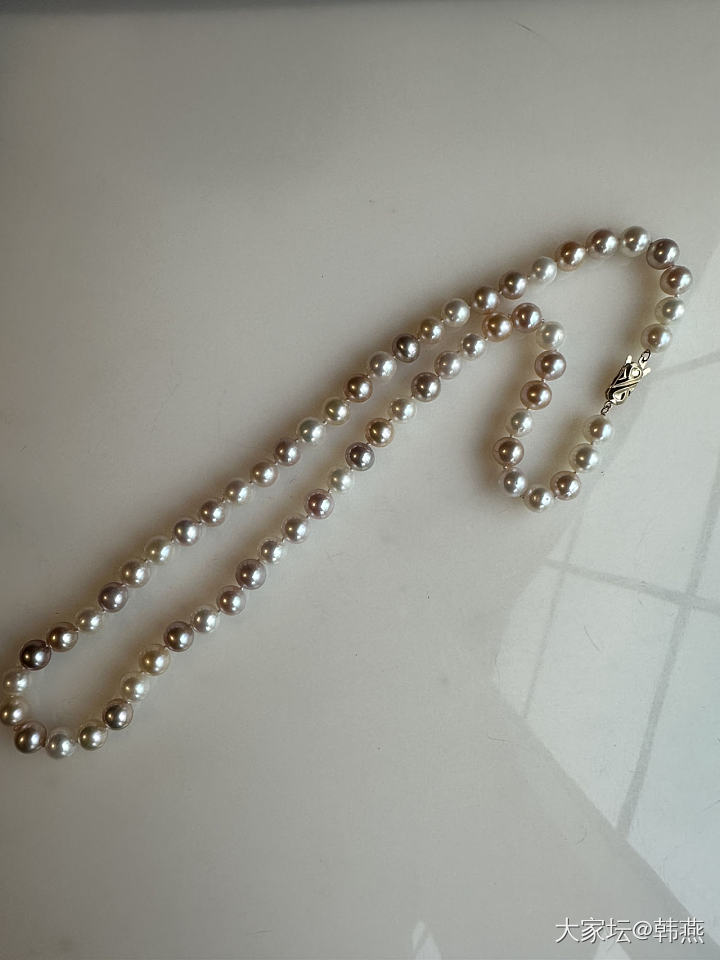 Akoya珍珠项链，14k金扣子_珍珠