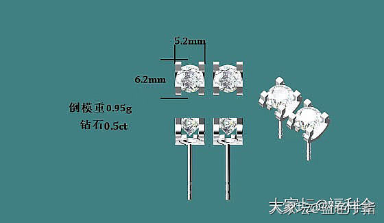 50分耳钉镶嵌选四爪还是牛头_培育钻