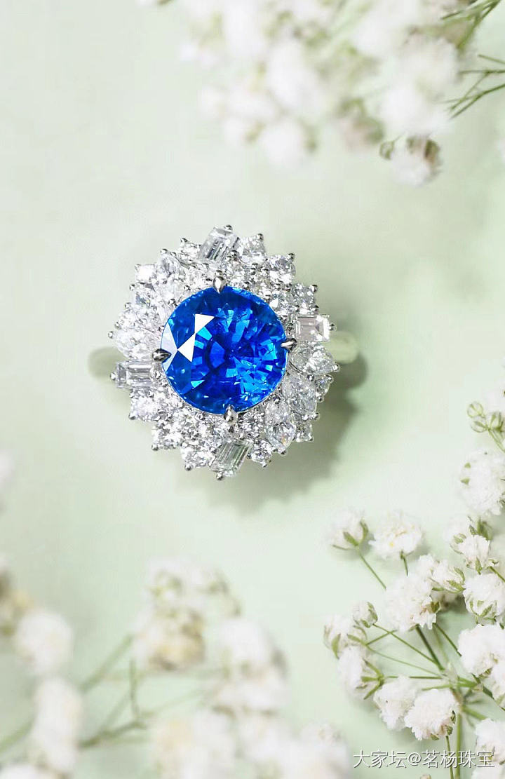 圆钻切～5ct➕斯里兰卡蓝宝石戒指💍～_蓝宝石