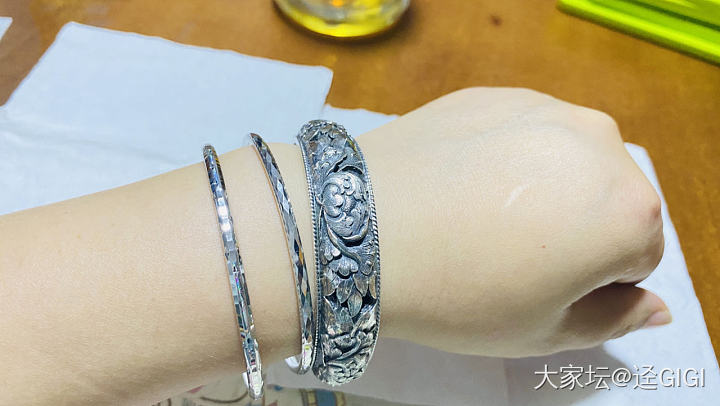牡丹空心手镯_银