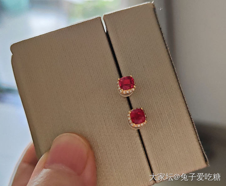 晒一对绝地武士红尖晶耳钉_彩色宝石