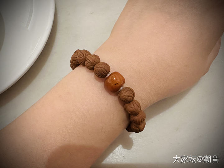 老蜜蜡+桃核+菩提根跑环_珠串文玩