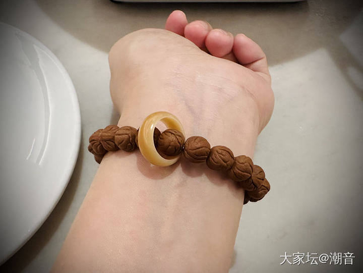 老蜜蜡+桃核+菩提根跑环_珠串文玩