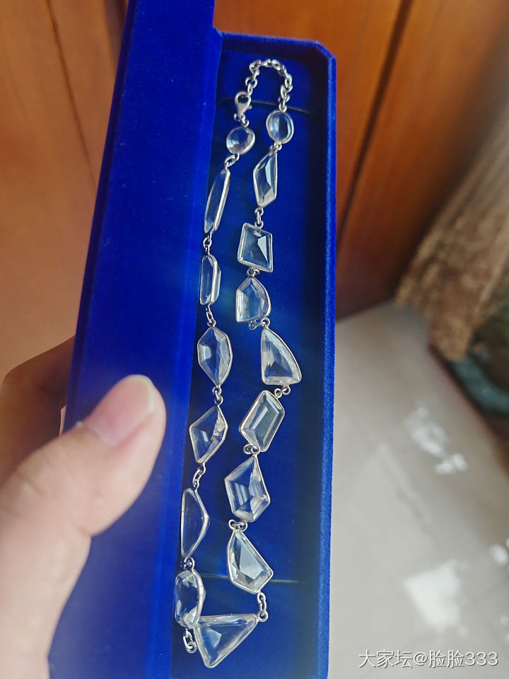 天然白水晶切面银项链_银