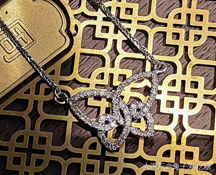 自己设计的满钻蝴蝶结套链_项链钻石