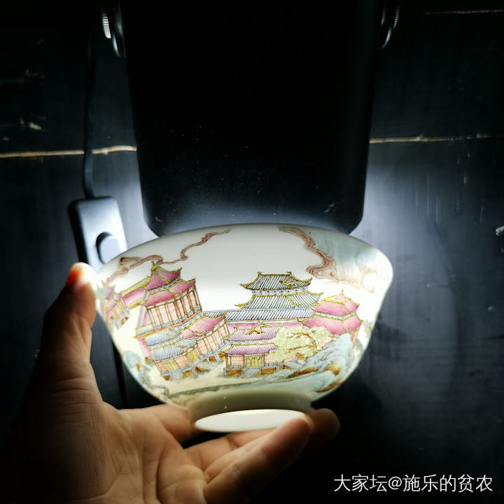 乾隆年制，洋彩蛋壳碗——仙楼绮阁环瀛溪_收藏