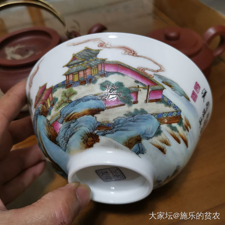 乾隆年制，洋彩蛋壳碗——仙楼绮阁环瀛溪_收藏