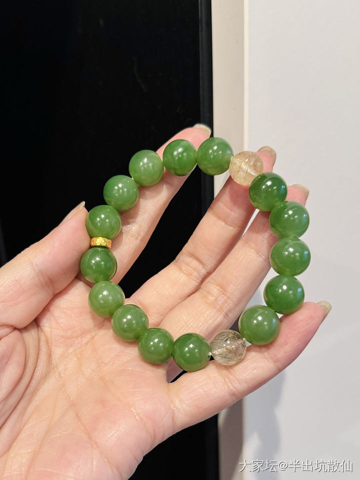 改个清新款，搭两颗发晶_碧玉珠串水晶和田玉