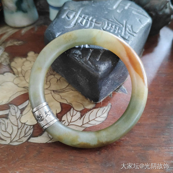 中国风老翡翠镶银，老物新做。_首饰
