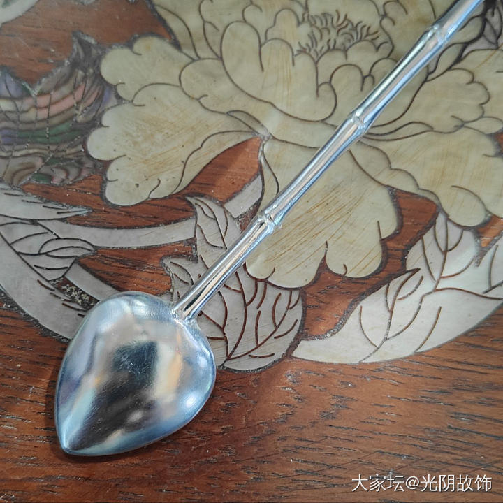 中国风和田玉平安扣镶银勺子，新做。_首饰