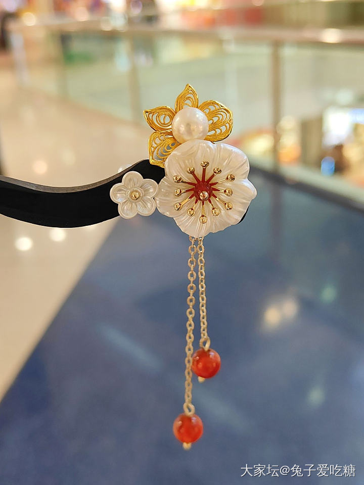 k金花朵发簪完工_手工diy金有机宝石