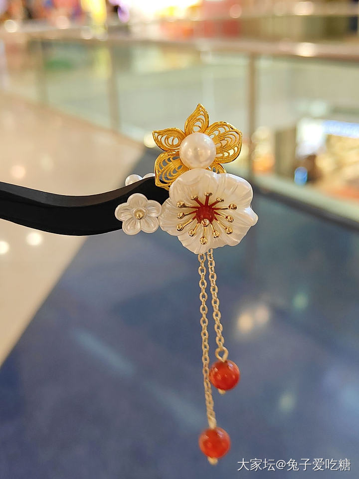 k金花朵发簪完工_手工diy金有机宝石