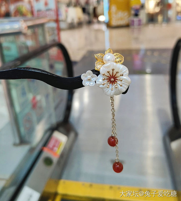 k金花朵发簪完工_手工diy金有机宝石