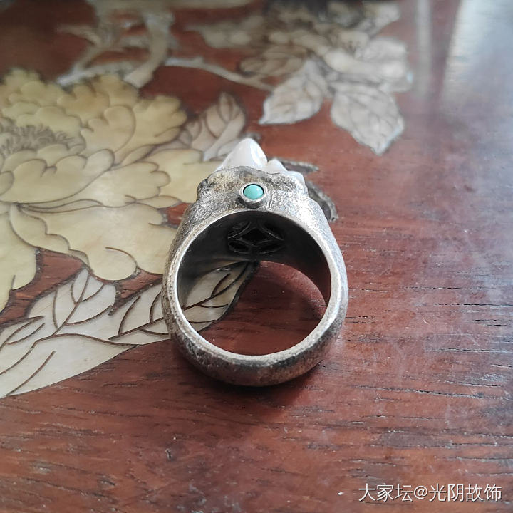 中国风镶牙银戒指，新做。_首饰