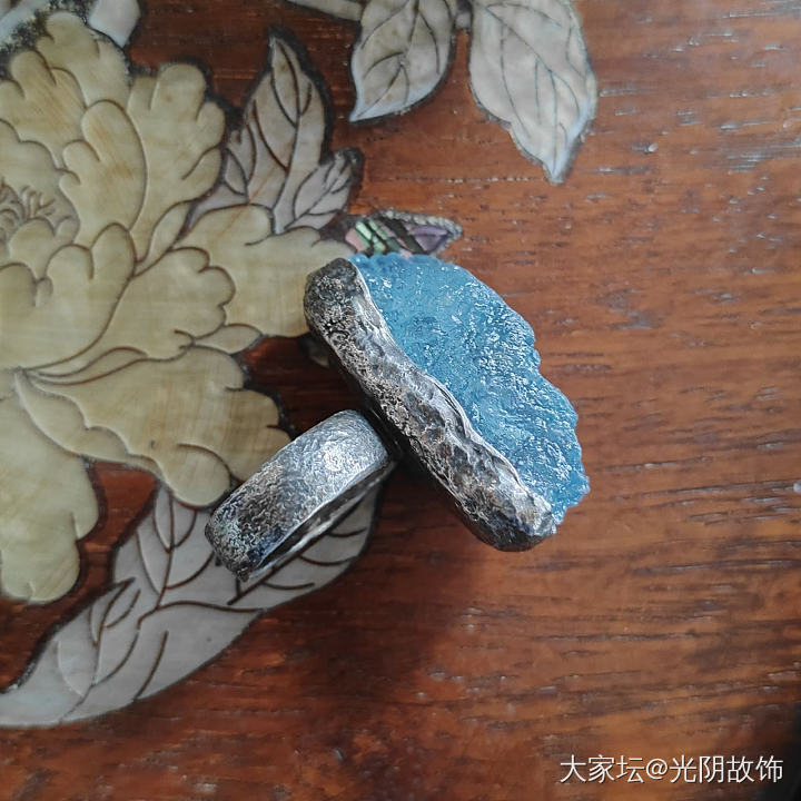 中国风海南宝原石镶银戒指，新做。_首饰