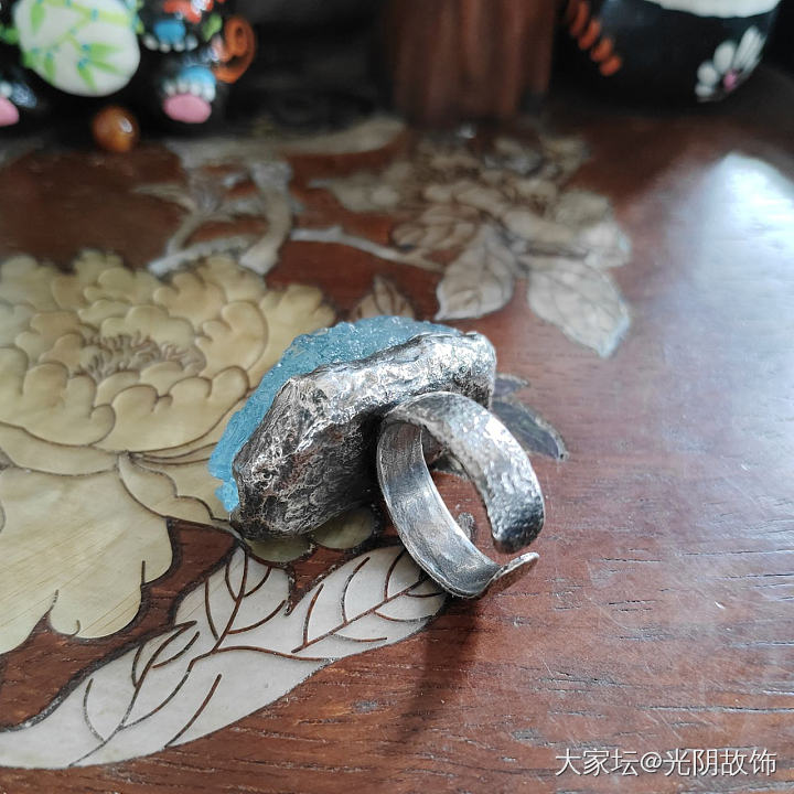 中国风海南宝原石镶银戒指，新做。_首饰