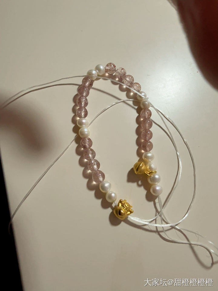 自己穿的招财猫手链_串珠金