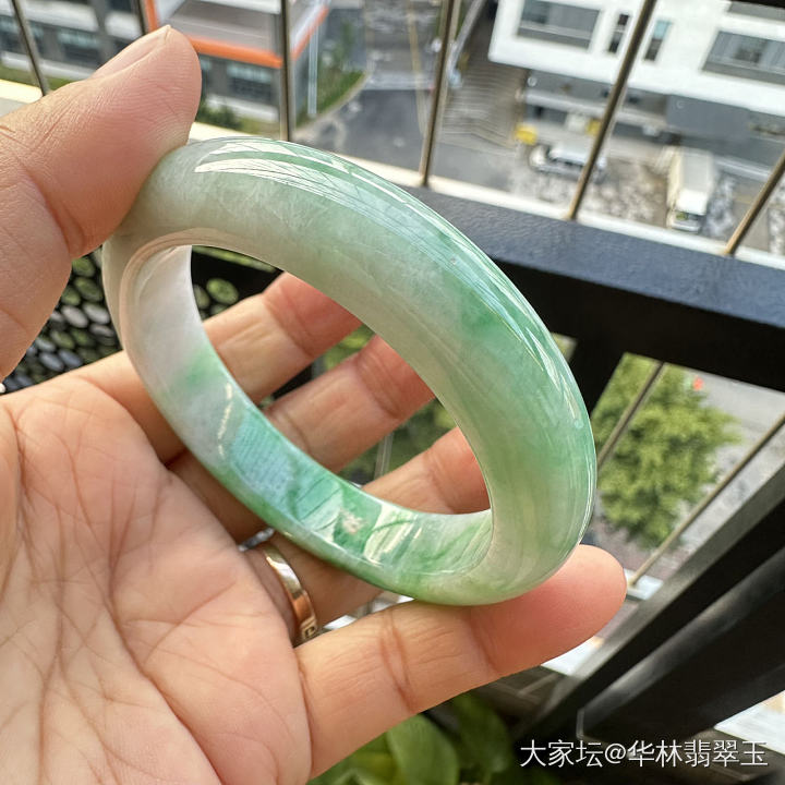 放漏-辣绿白底青57 MM_翡翠