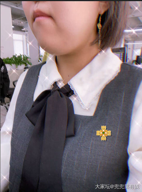 测试了两款胸针 你们觉得哪个适合我_金胸饰
