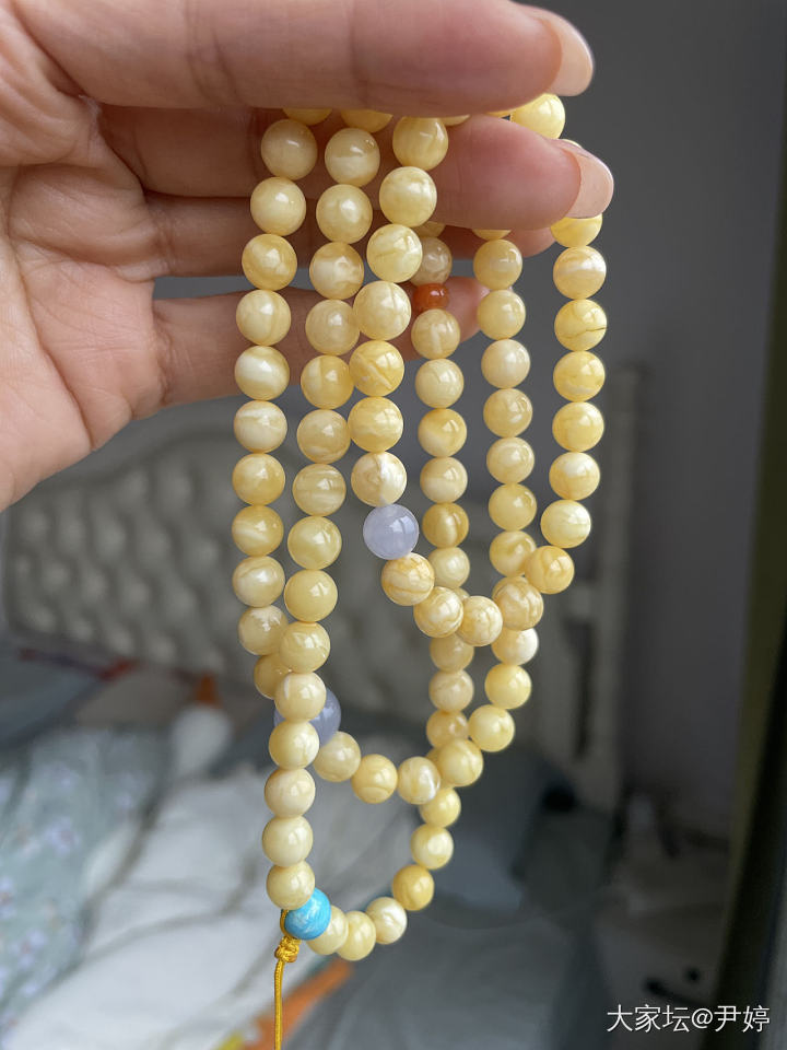 随缘➗天然白花蜜蜡多圈珠_琥珀蜜蜡