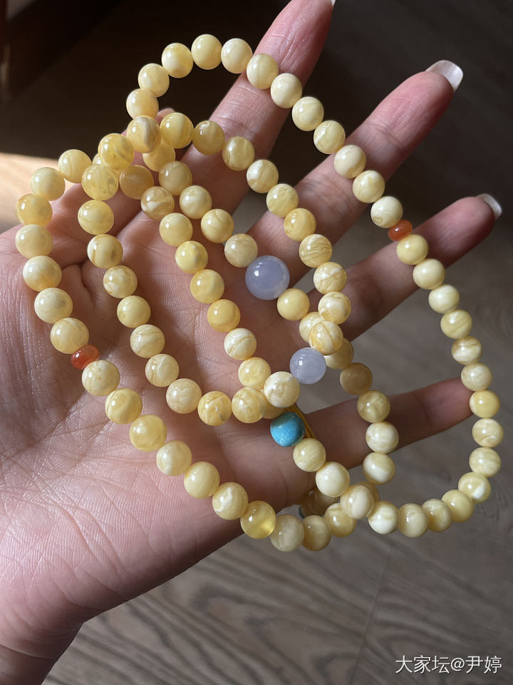 随缘➗天然白花蜜蜡多圈珠_琥珀蜜蜡