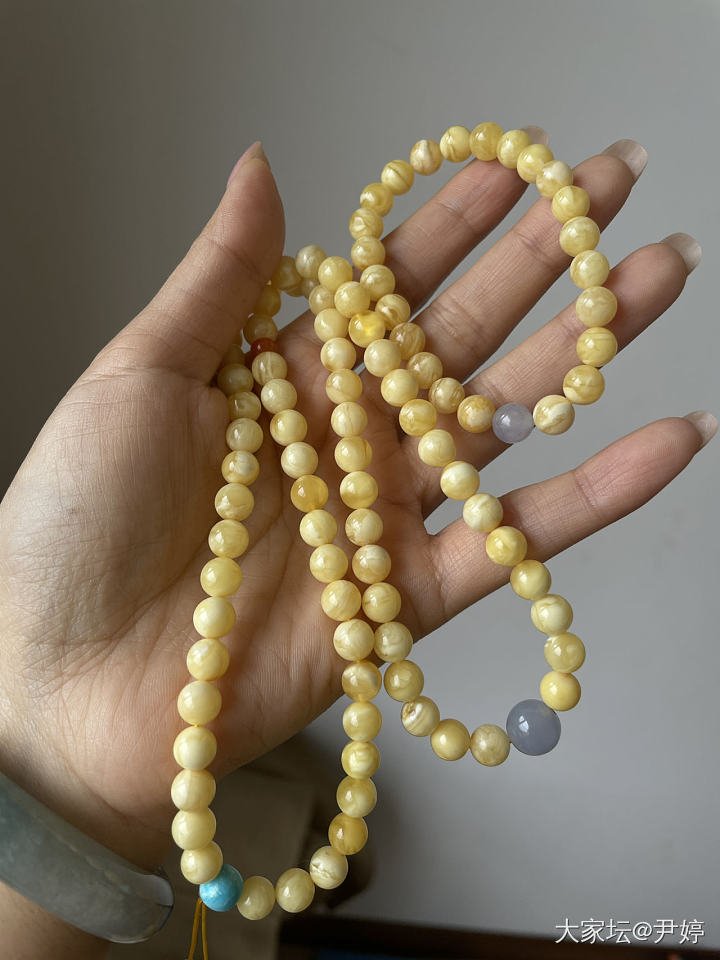 随缘➗天然白花蜜蜡多圈珠_琥珀蜜蜡