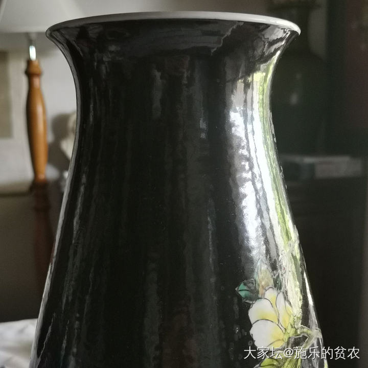 乾隆年，黑釉地粉彩花鸟瓶_收藏