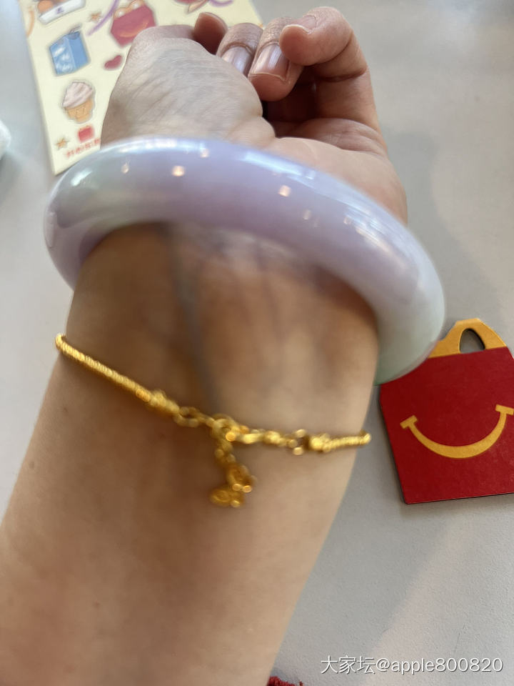 今日左手，姐妹们一起晒吧_手镯翡翠金