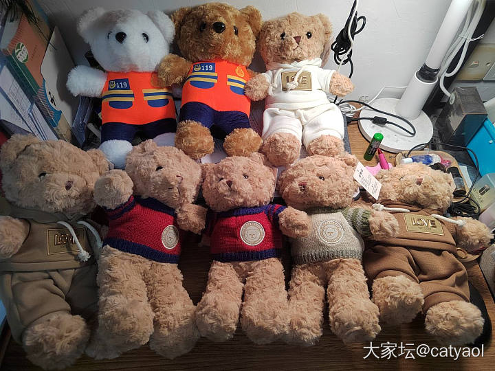 最近夹到的熊熊开个会_玩具