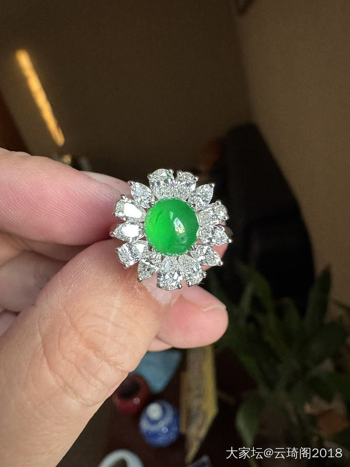 家人们，谁懂啊！看到这块阳绿翡翠，我直接被美到失语！这颜色，清新又明媚，_翡翠