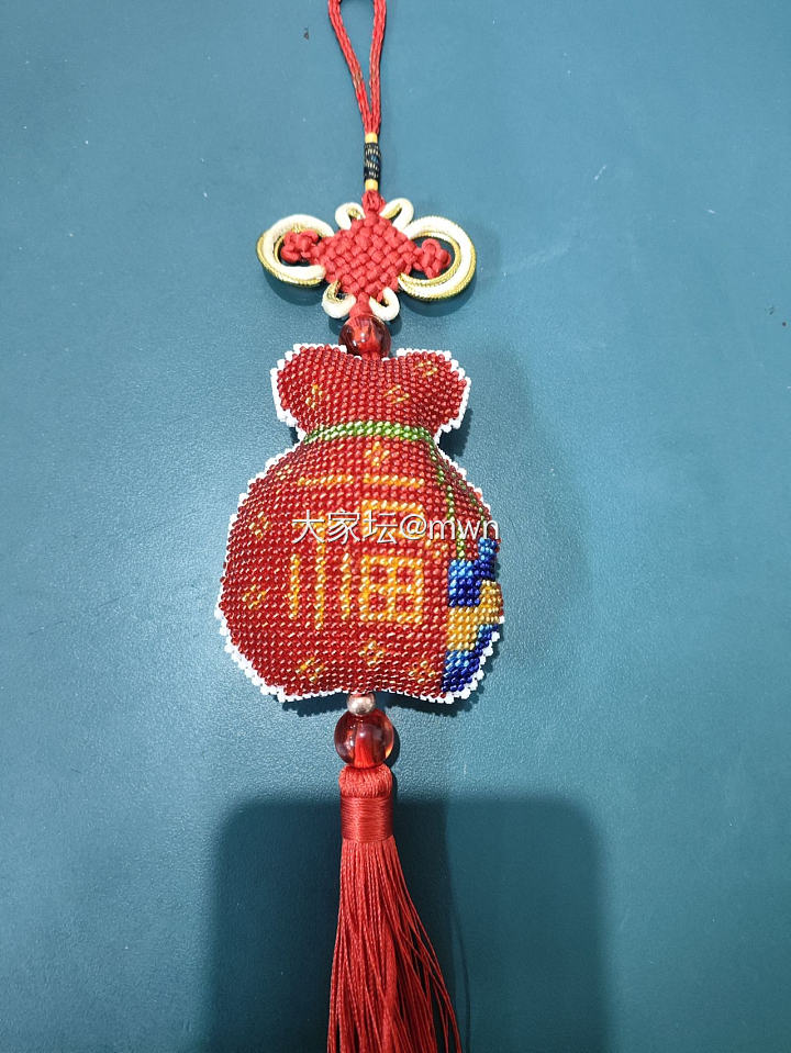 珠绣福袋车挂完工啦，祝福大家又福又旺，红红火火！！！_手工diy