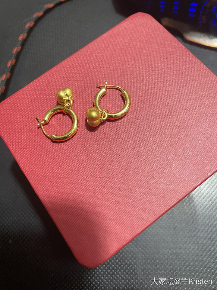 DIY，k金和黄金，应该再买对带钻的圈一起搭会好看些 ，柿子买小了。_金