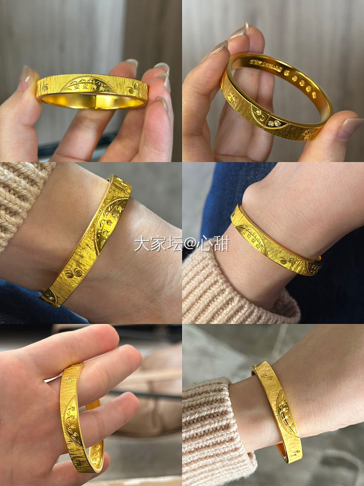 晒晒崭新的大金镯子铃兰，小小打金匠杨师傅作品_金手镯