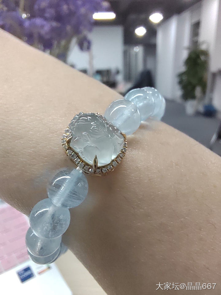 蓝钢貔貅小可爱_搭配海蓝宝翡翠