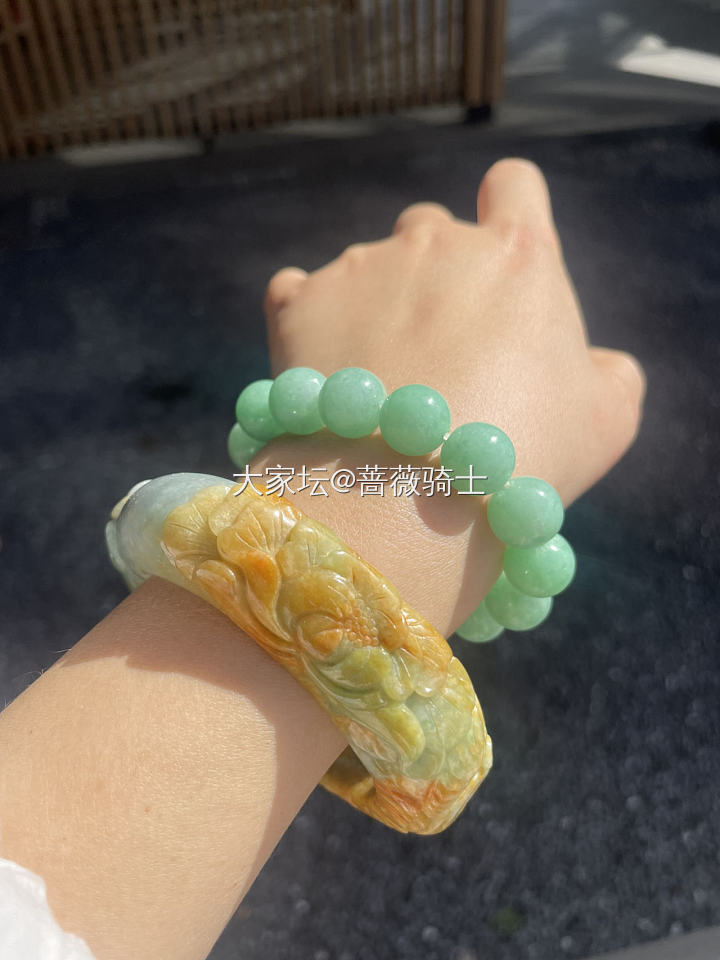 向日葵🌻手镯和绿串_手镯翡翠