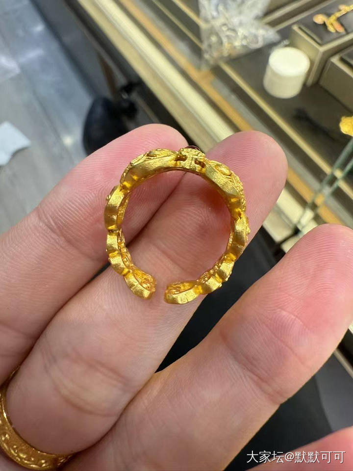 梦金园足金花丝珐琅戒指_金