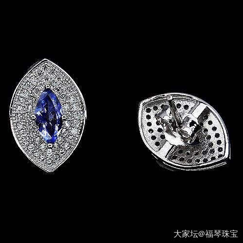 【现价再打8折特惠】纯天然坦桑石925银镀14K金耳钉