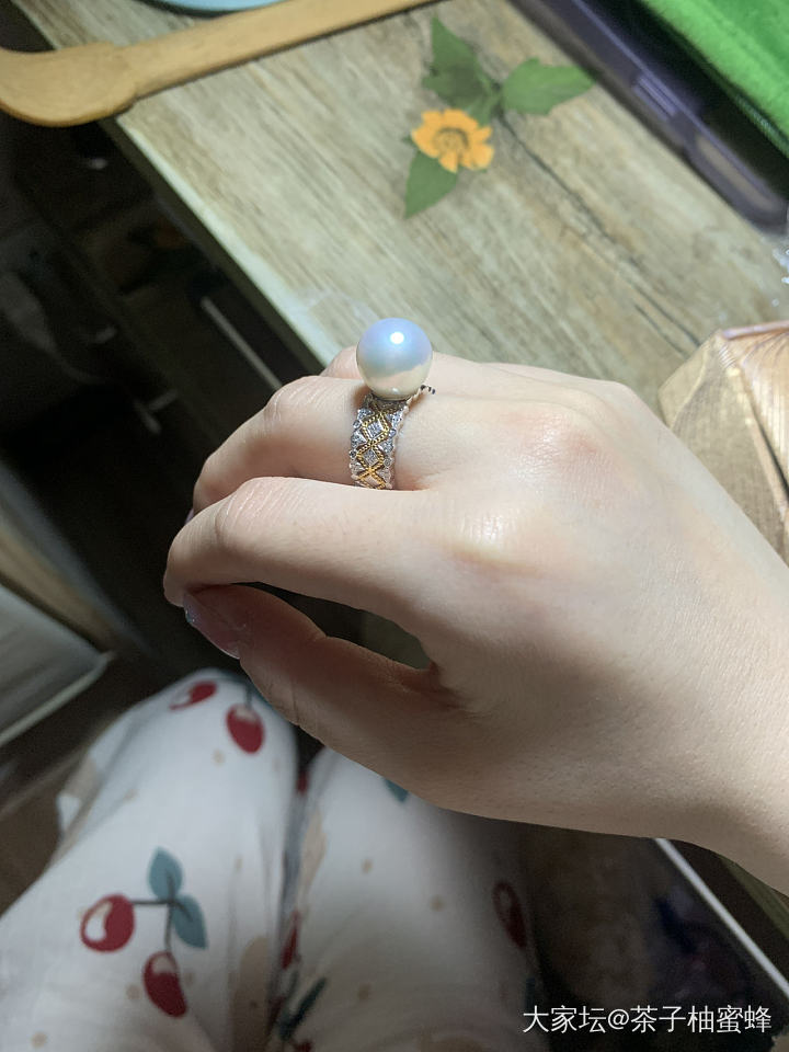 9k镶卡12+澳白戒指_戒指海水珍珠