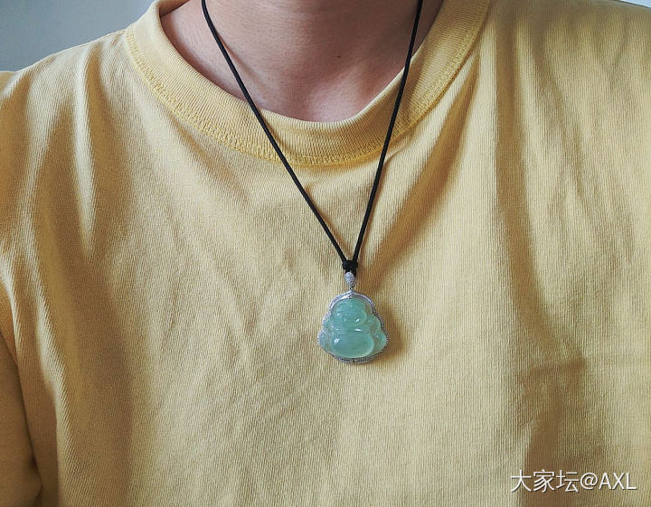 天然A货翡翠晴绿飘花佛公_翡翠