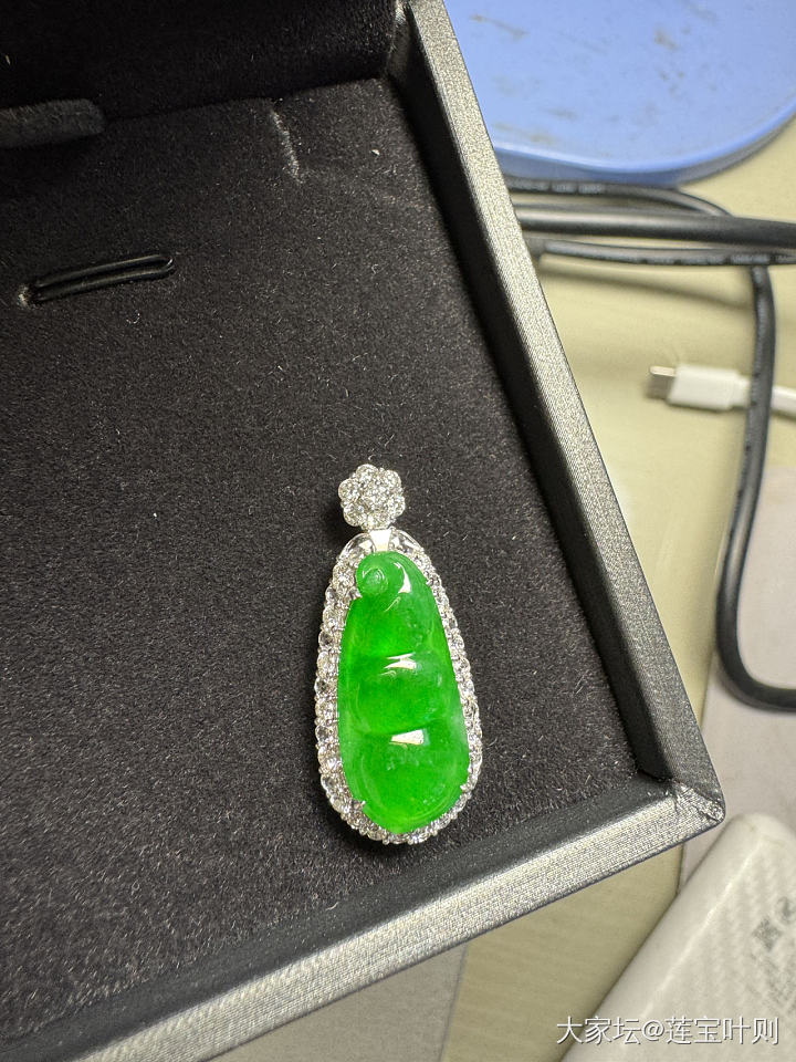 色标级艳阳绿冰种翡翠福豆_翡翠