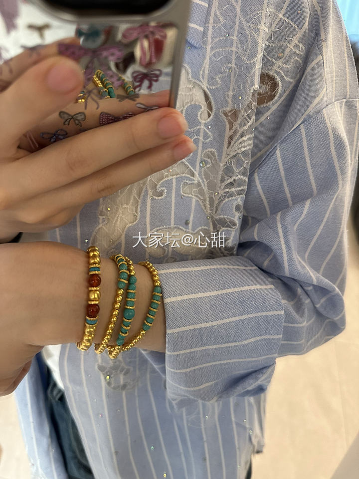 坛友们早上好！我对我的三圈手串很满意很满意，（从五百看到八百……_珠串松石金