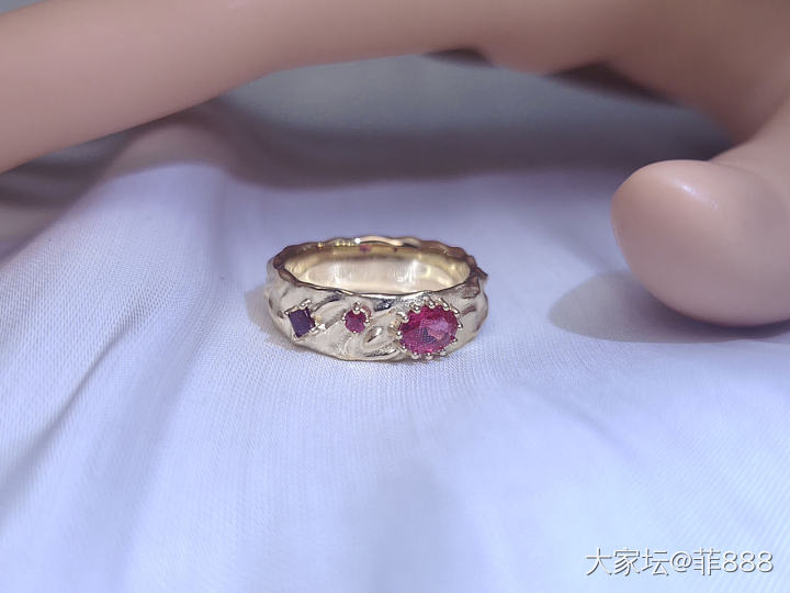 红宝石肌理感戒指_金