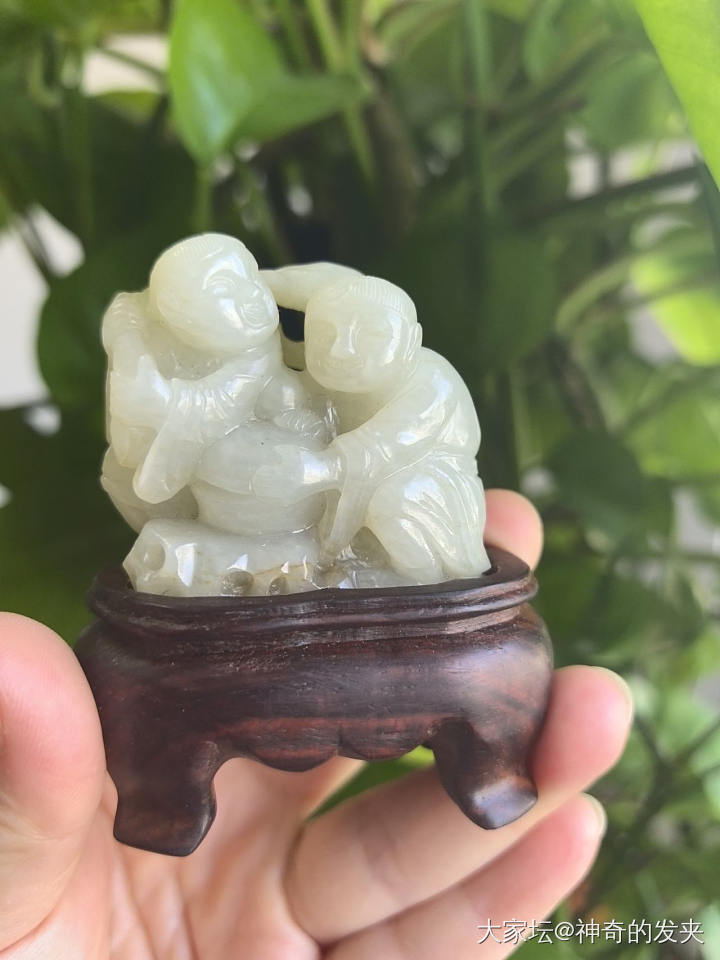 和合二仙和田青玉把件底价1600_和田玉