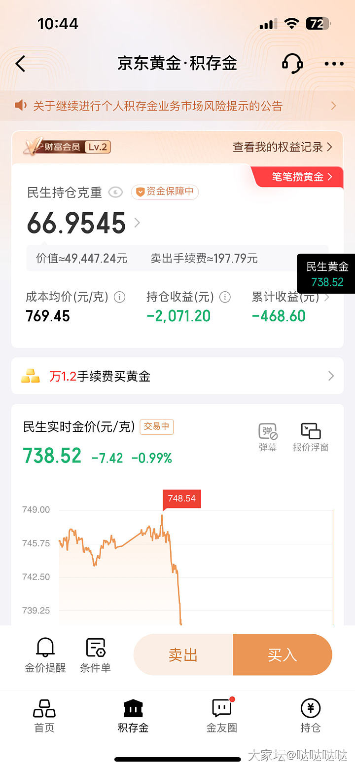 积存金已亏两千多，要不要割_理财