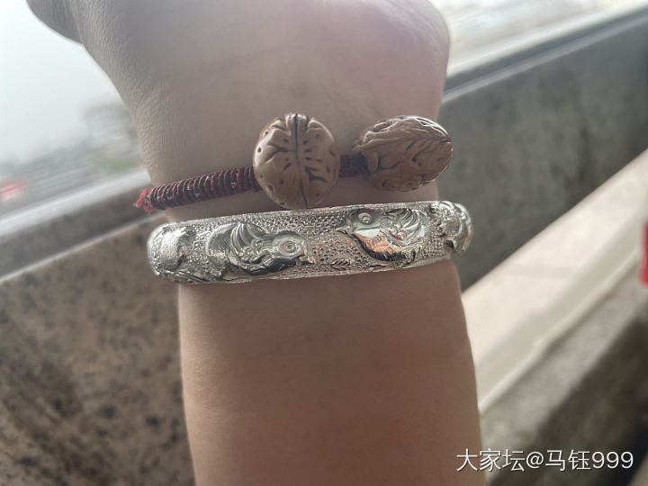 老宝成大吉大利石榴柿子小鸡_手镯银