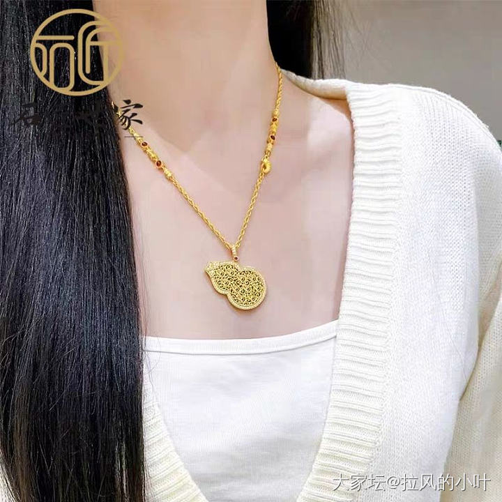 莫桑葫芦吊坠 四美麻花项链_金