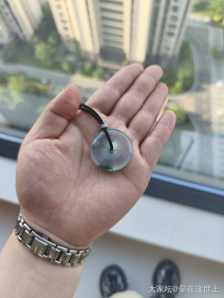 最后一次降价，超值高冰飘蓝花大平安扣_翡翠