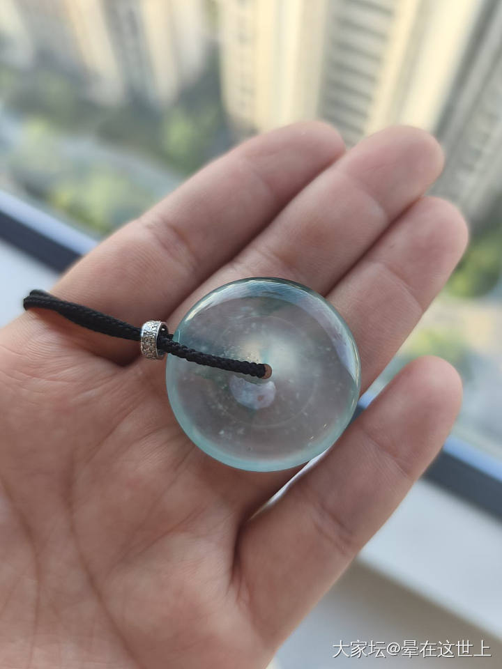 最后一次降价，超值高冰飘蓝花大平安扣_翡翠