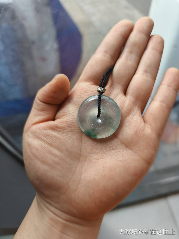 最后一次降价，超值高冰飘蓝花大平安扣_翡翠
