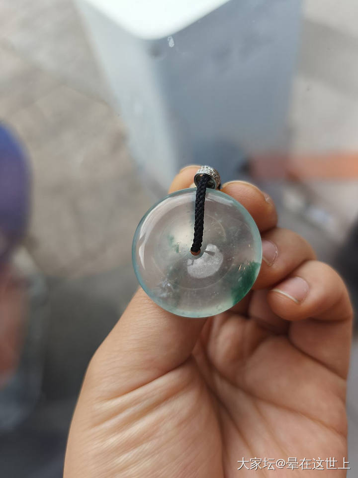 最后一次降价，超值高冰飘蓝花大平安扣_翡翠
